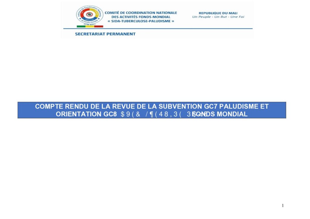 thumbnail of Compte rendu Revue PALUDISME 2026